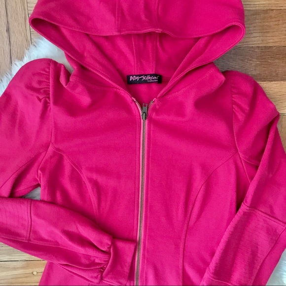 Betsey Johnson Hot Pink Long Hoodie - Picture 2 of 7